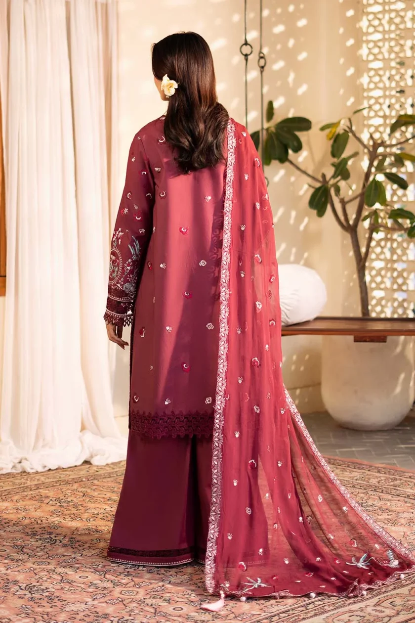 Unstitched 3 Piece Embroidered Luxury Lawn Dress Nayirah Sajni Zarposh - Image 5
