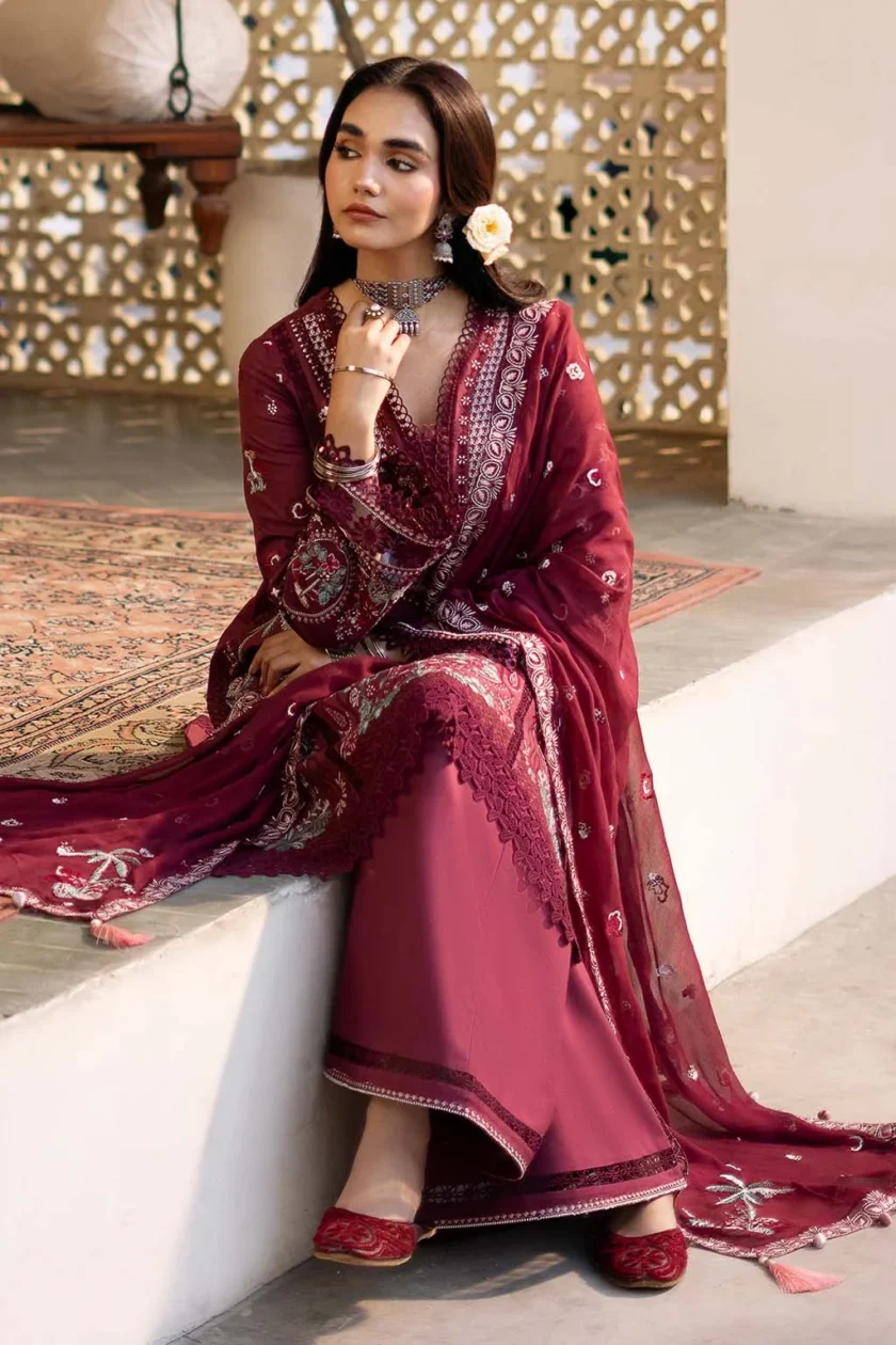 Unstitched 3 Piece Embroidered Luxury Lawn Dress Nayirah Sajni Zarposh - Image 2