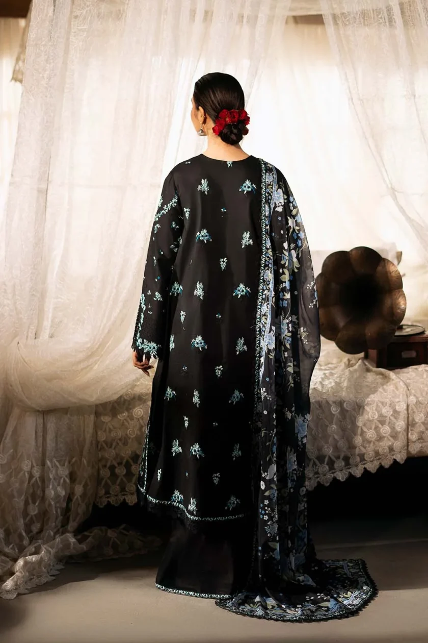 Unstitched 3 Piece Embroidered Luxury Lawn Dress Mahzadi Sajni Zarposh - Image 5
