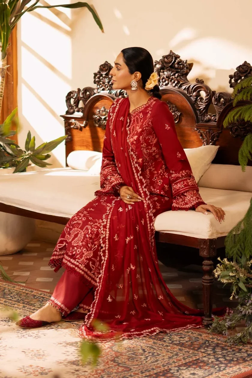 Unstitched 3 Piece Embroidered Luxury Lawn Dress Noorjah Sajni Zarposh - Image 3