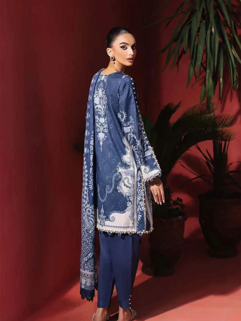Unstitched 3 Piece Embroidered Lawn Dress Royal Jade Urbane - Image 3