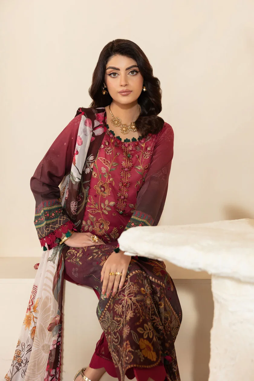 Unstitched 3Pc Printed Embroidered Lawn Dress Mashaal by Ramsha 1303 - Image 3