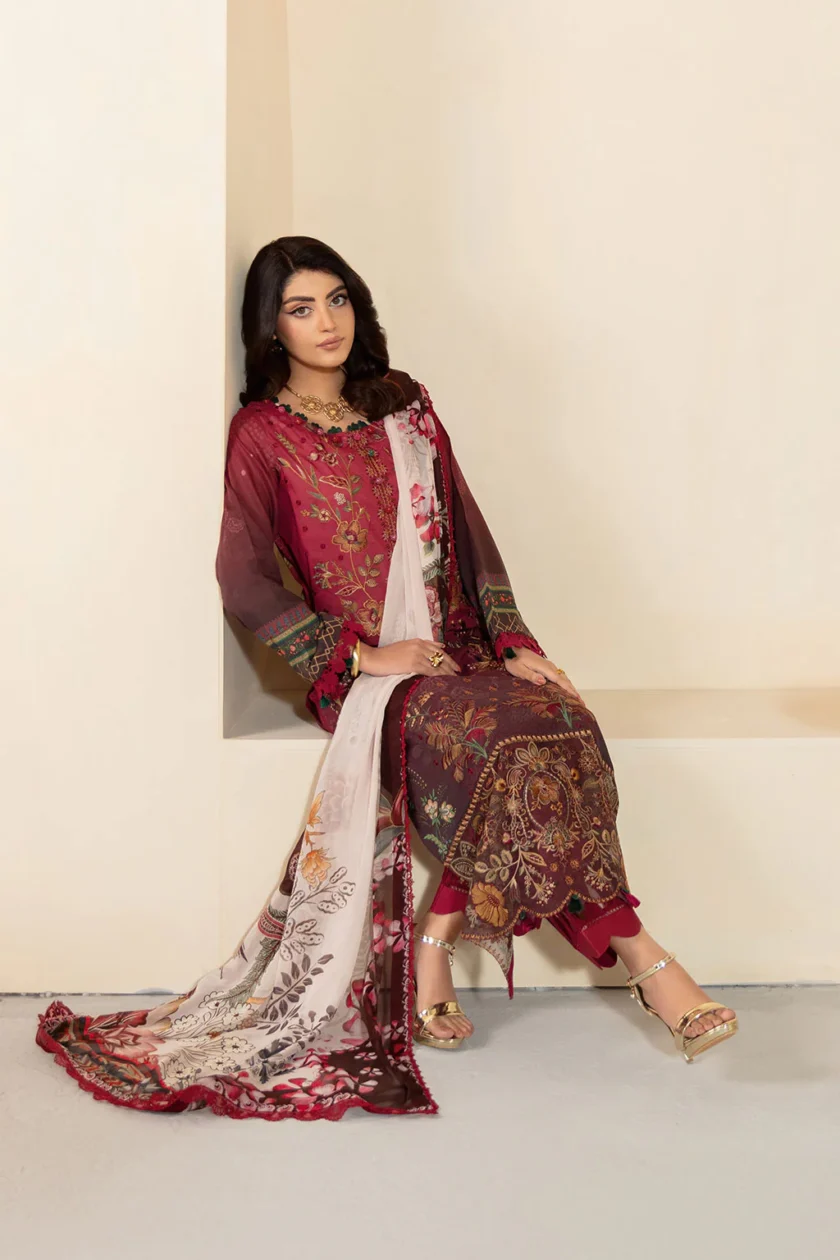 Unstitched 3Pc Printed Embroidered Lawn Dress Mashaal by Ramsha 1303 - Image 4
