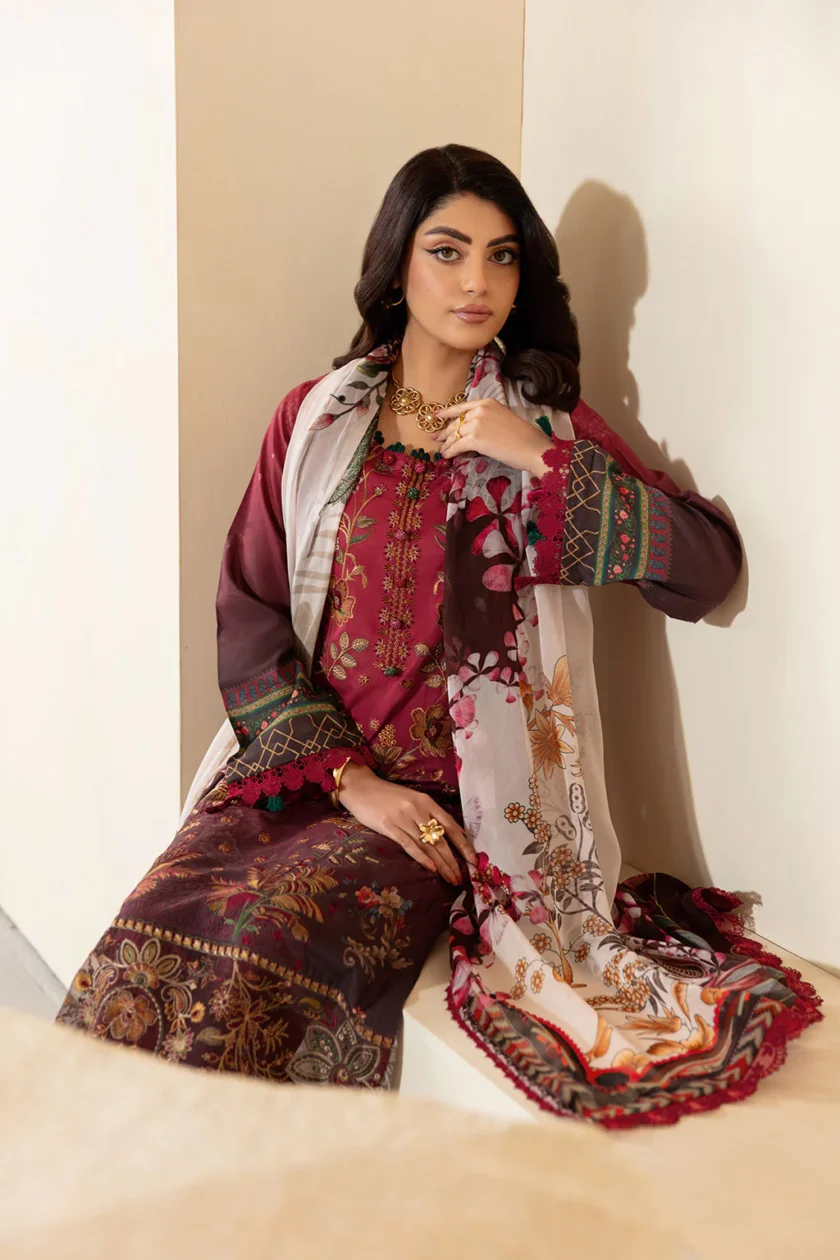 Unstitched 3Pc Printed Embroidered Lawn Dress Mashaal by Ramsha 1303 - Image 2