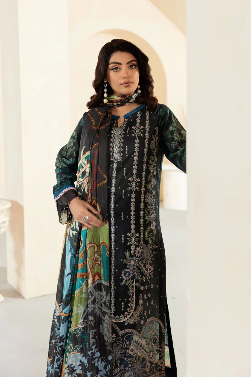 Unstitched 3Pc Printed Embroidered Lawn Dress Mashaal by Ramsha 1301 - Image 3