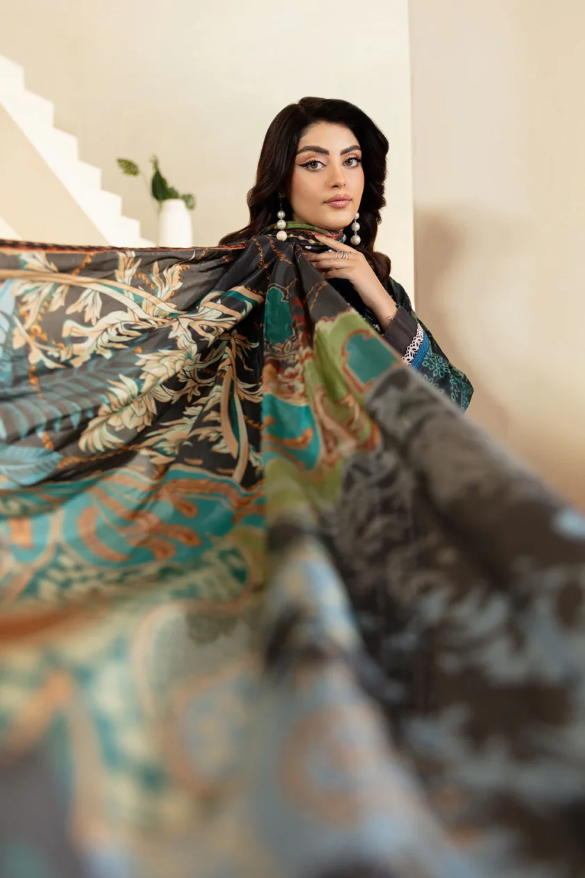 Unstitched 3Pc Printed Embroidered Lawn Dress Mashaal by Ramsha 1301 - Image 2