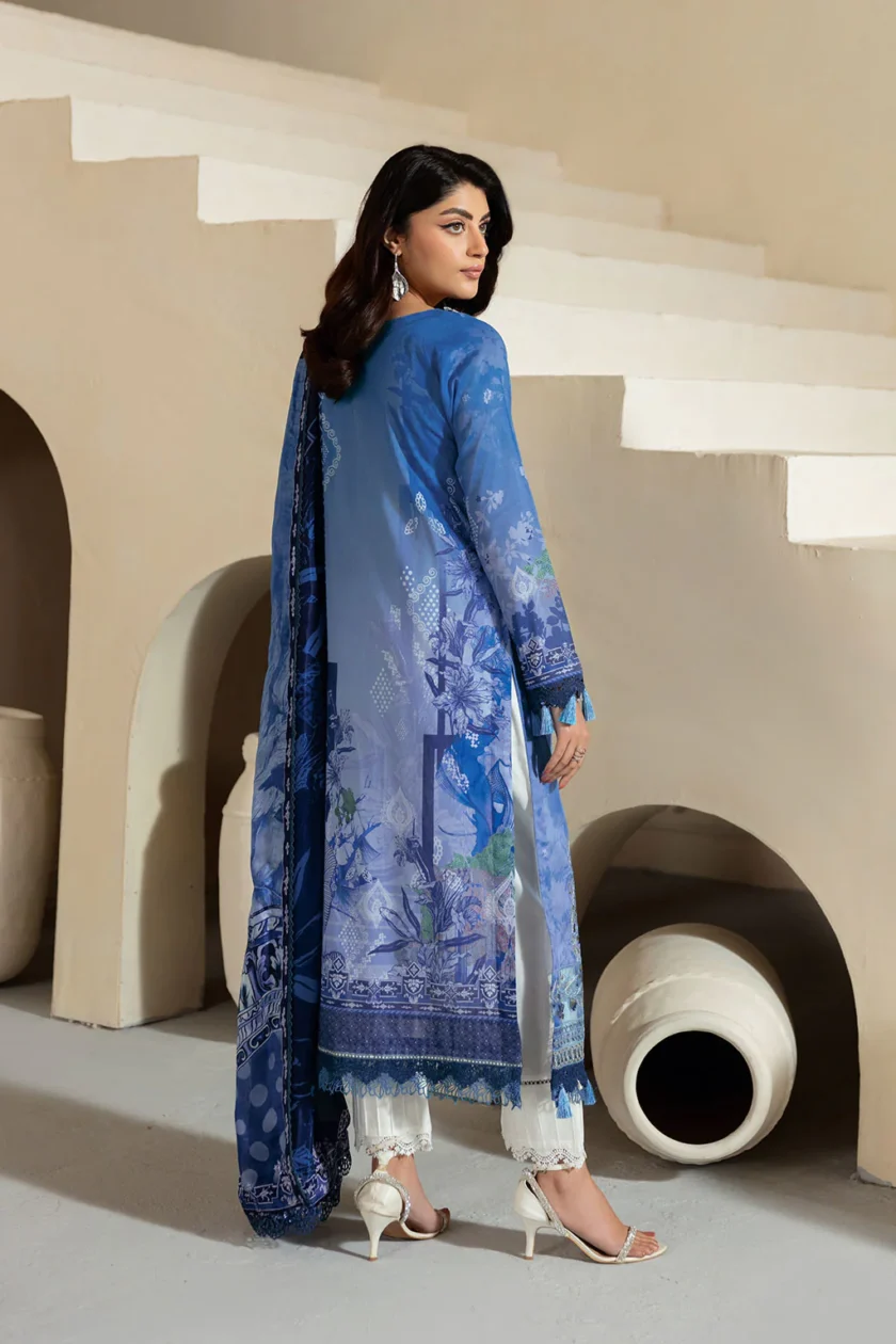 Unstitched 3Pc Printed Embroidered Lawn Dress Mashaal by Ramsha 1302 - Image 5