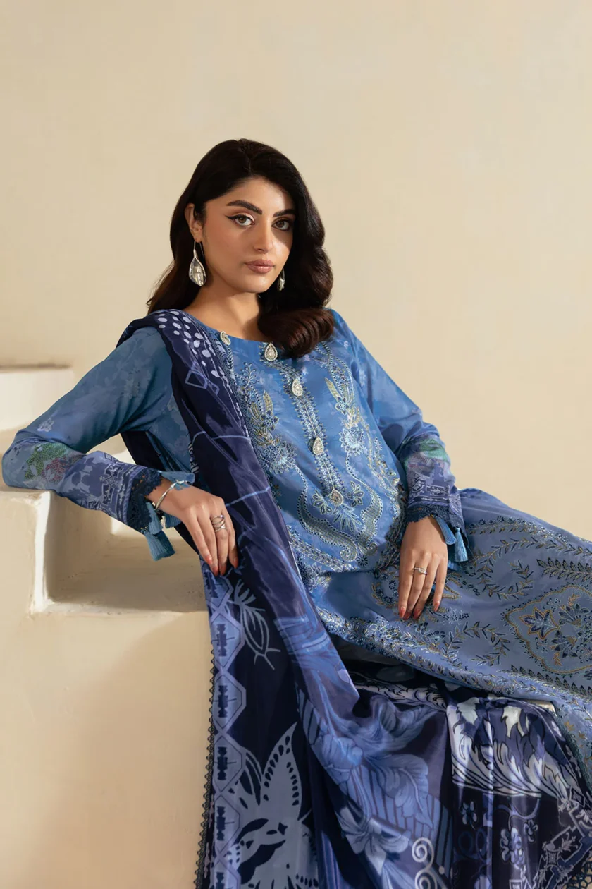 Unstitched 3Pc Printed Embroidered Lawn Dress Mashaal by Ramsha 1302 - Image 2