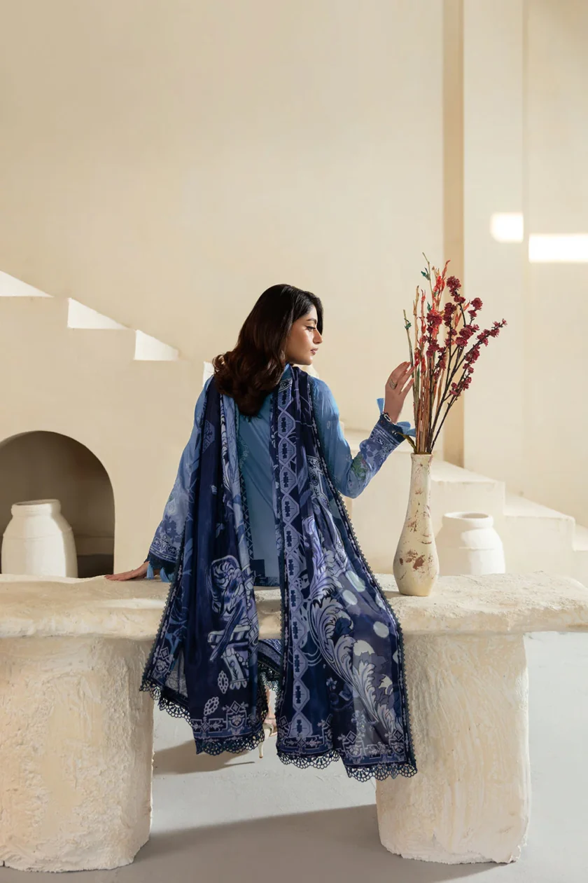 Unstitched 3Pc Printed Embroidered Lawn Dress Mashaal by Ramsha 1302 - Image 4