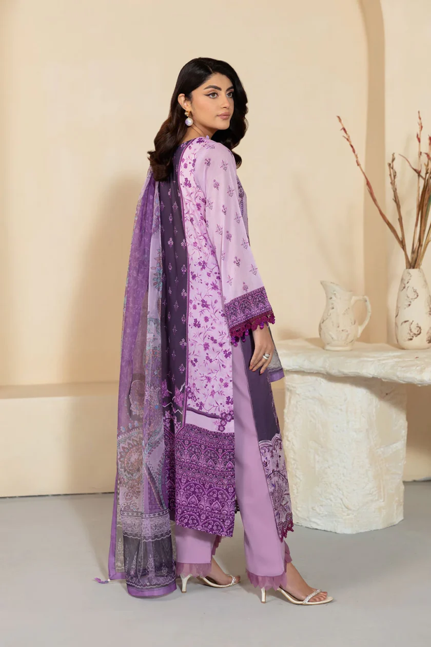 Unstitched 3Pc Printed Embroidered Lawn Dress Mashaal by Ramsha 1304 - Image 5