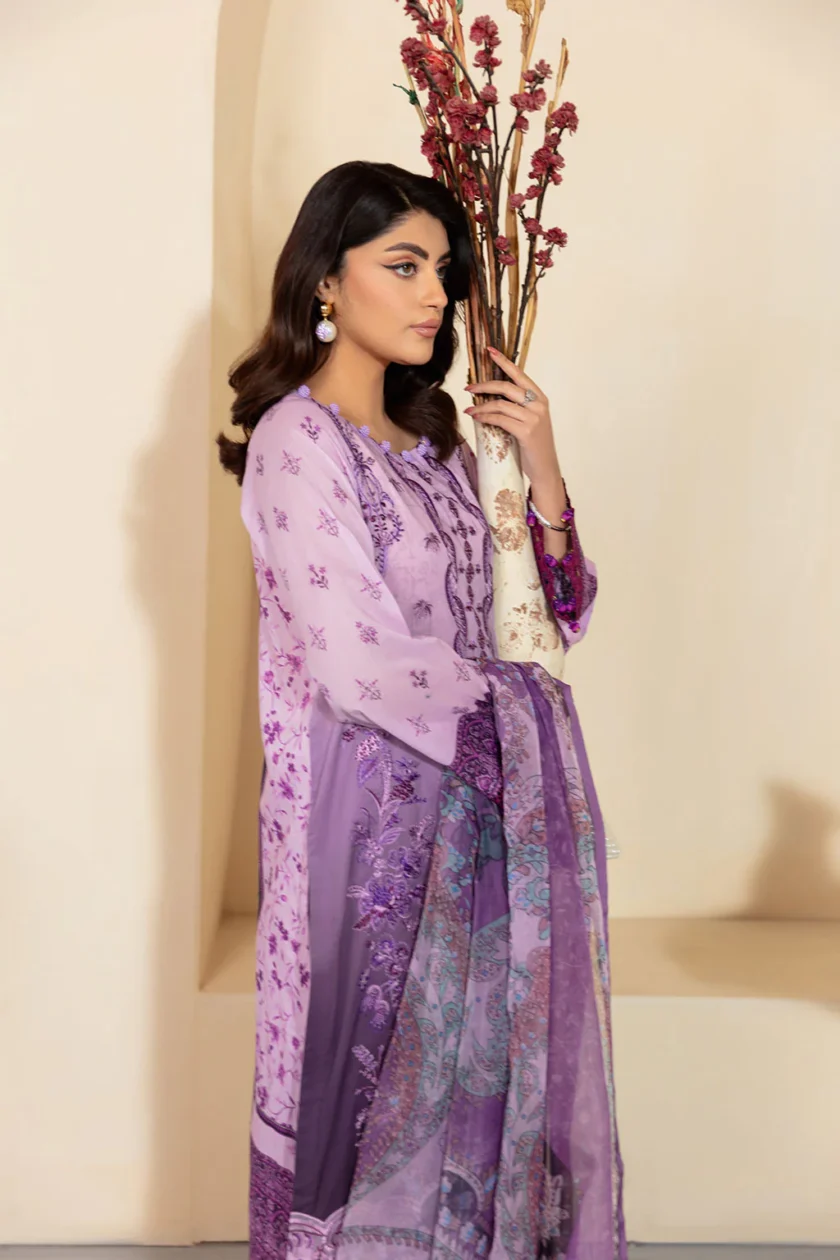 Unstitched 3Pc Printed Embroidered Lawn Dress Mashaal by Ramsha 1304 - Image 4