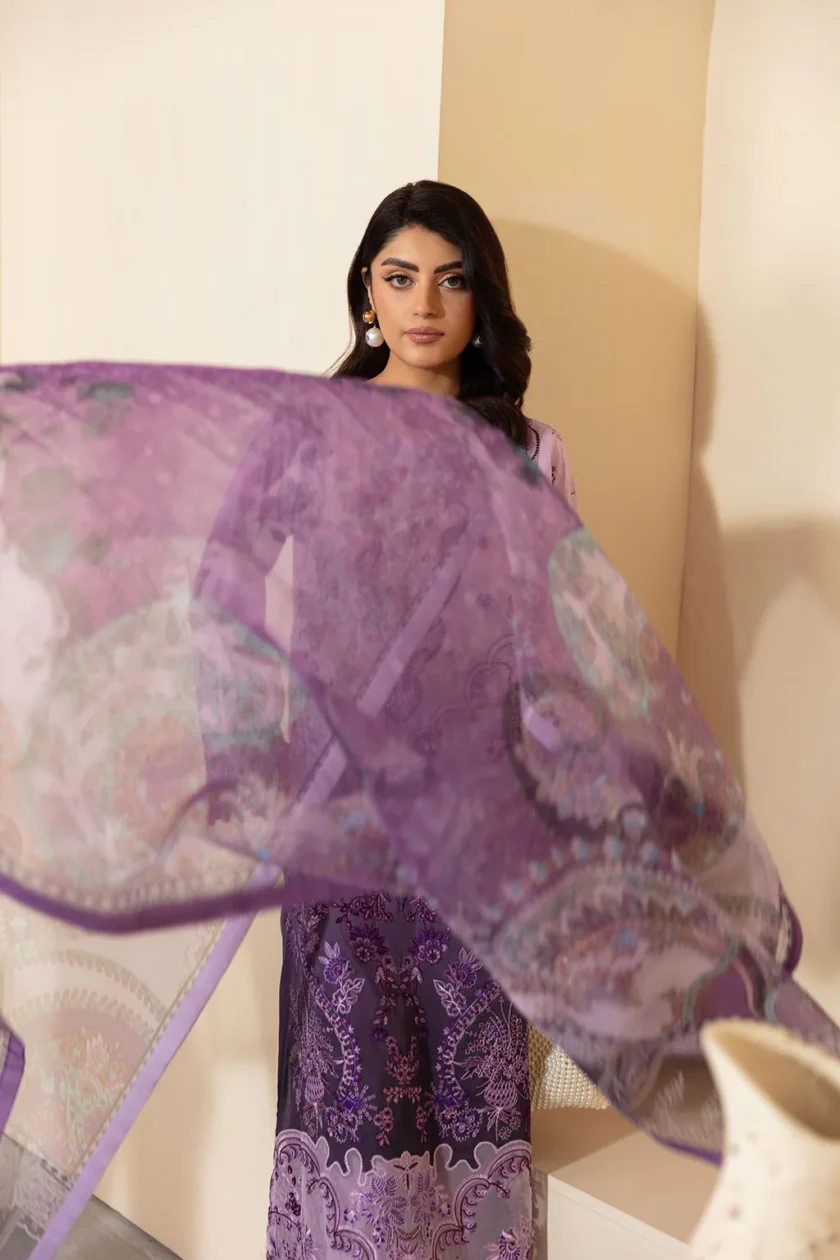Unstitched 3Pc Printed Embroidered Lawn Dress Mashaal by Ramsha 1304 - Image 2
