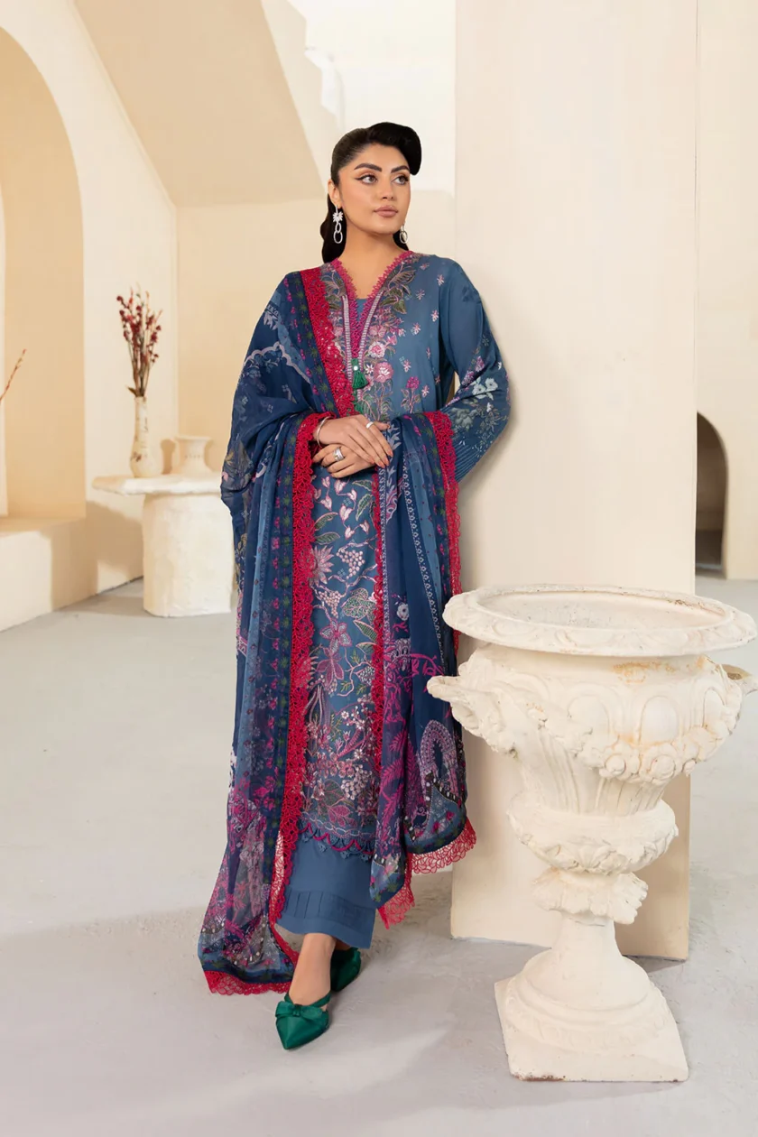 Unstitched 3Pc Printed Embroidered Lawn Dress Mashaal by Ramsha 1305 - Image 3