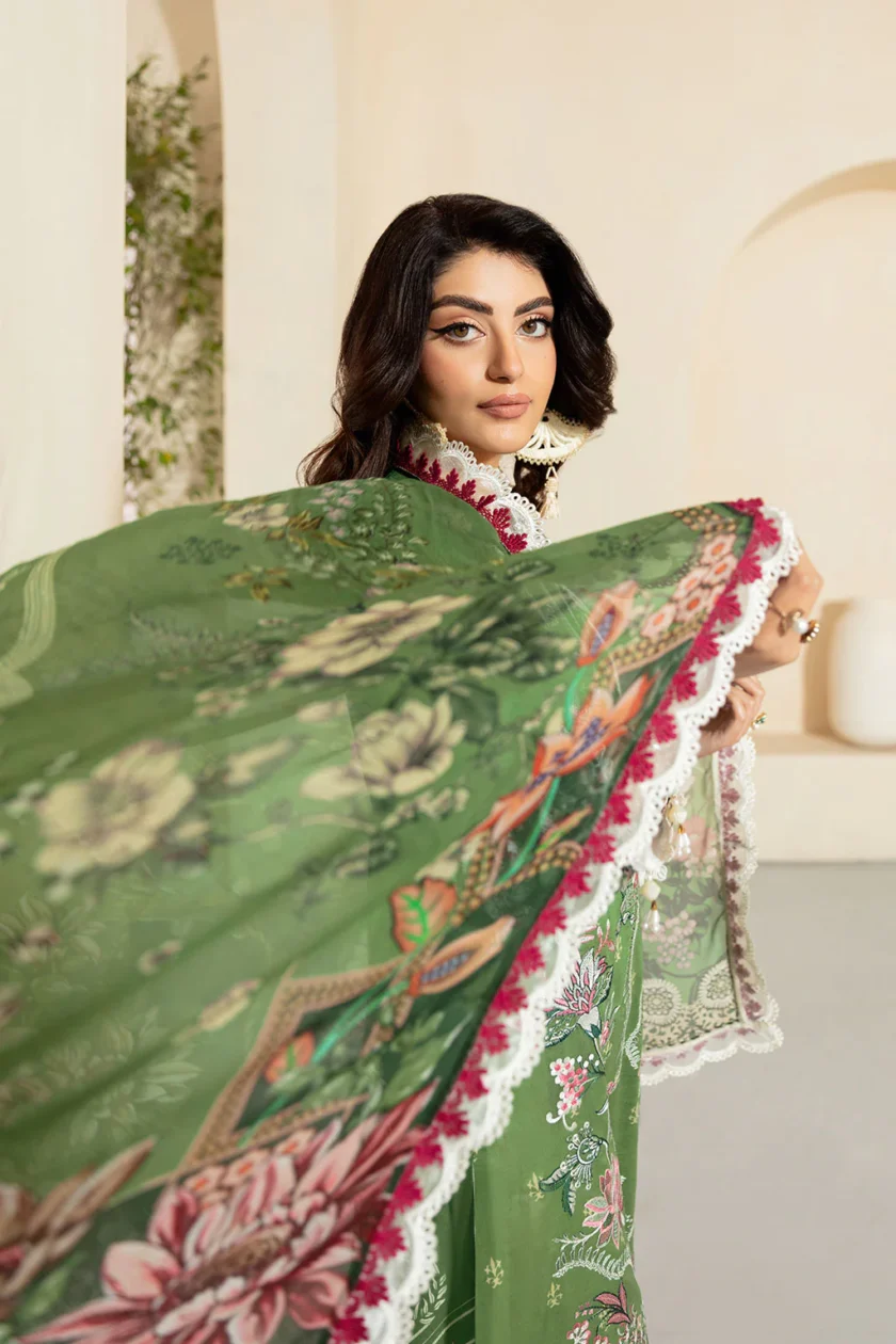 Unstitched 3Pc Printed Embroidered Lawn Dress Mashaal by Ramsha 1307 - Image 4