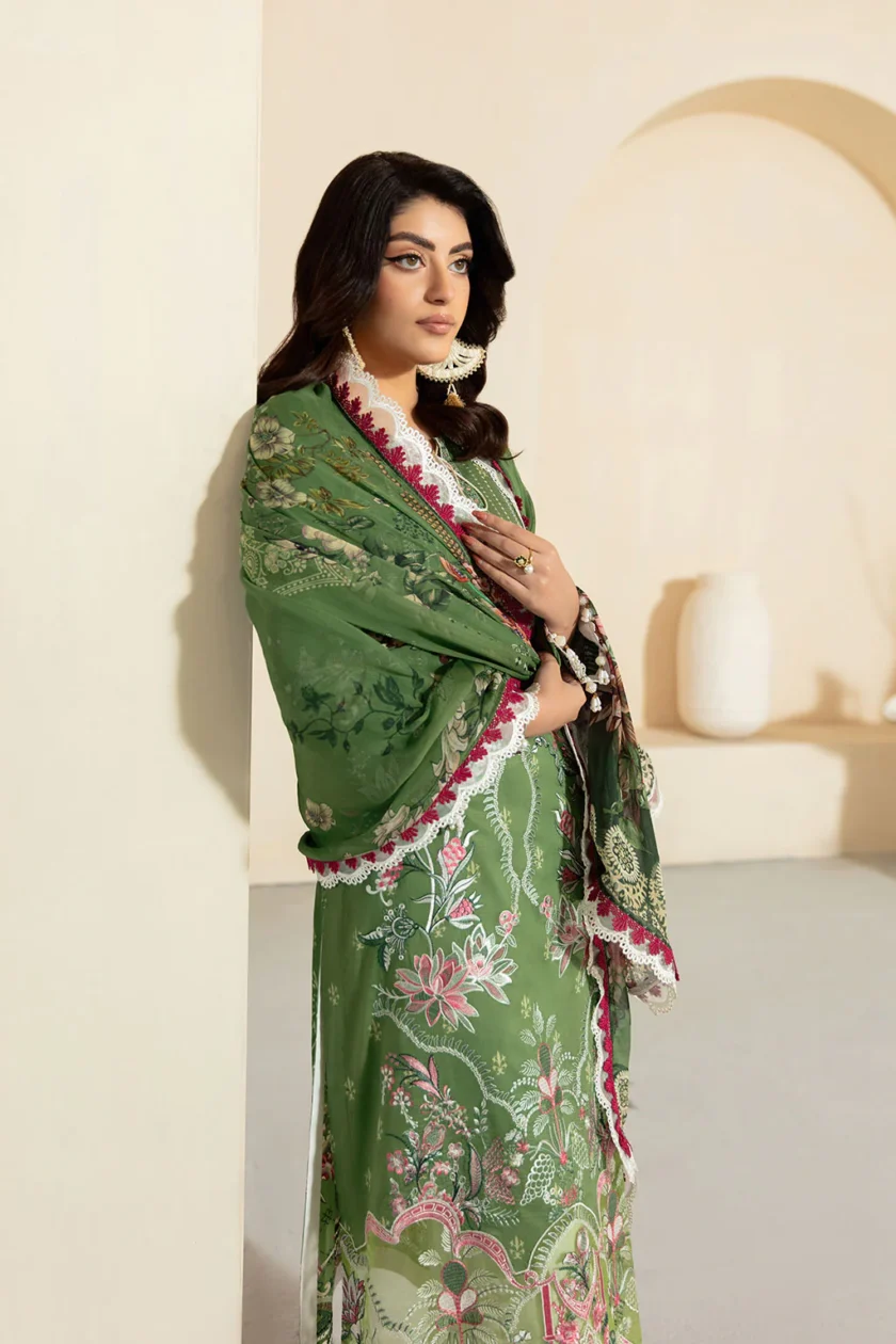 Unstitched 3Pc Printed Embroidered Lawn Dress Mashaal by Ramsha 1307 - Image 5