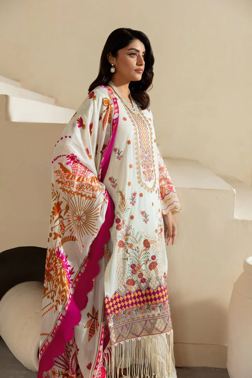 Unstitched 3Pc Printed Embroidered Lawn Dress Mashaal by Ramsha 1308 - Image 3