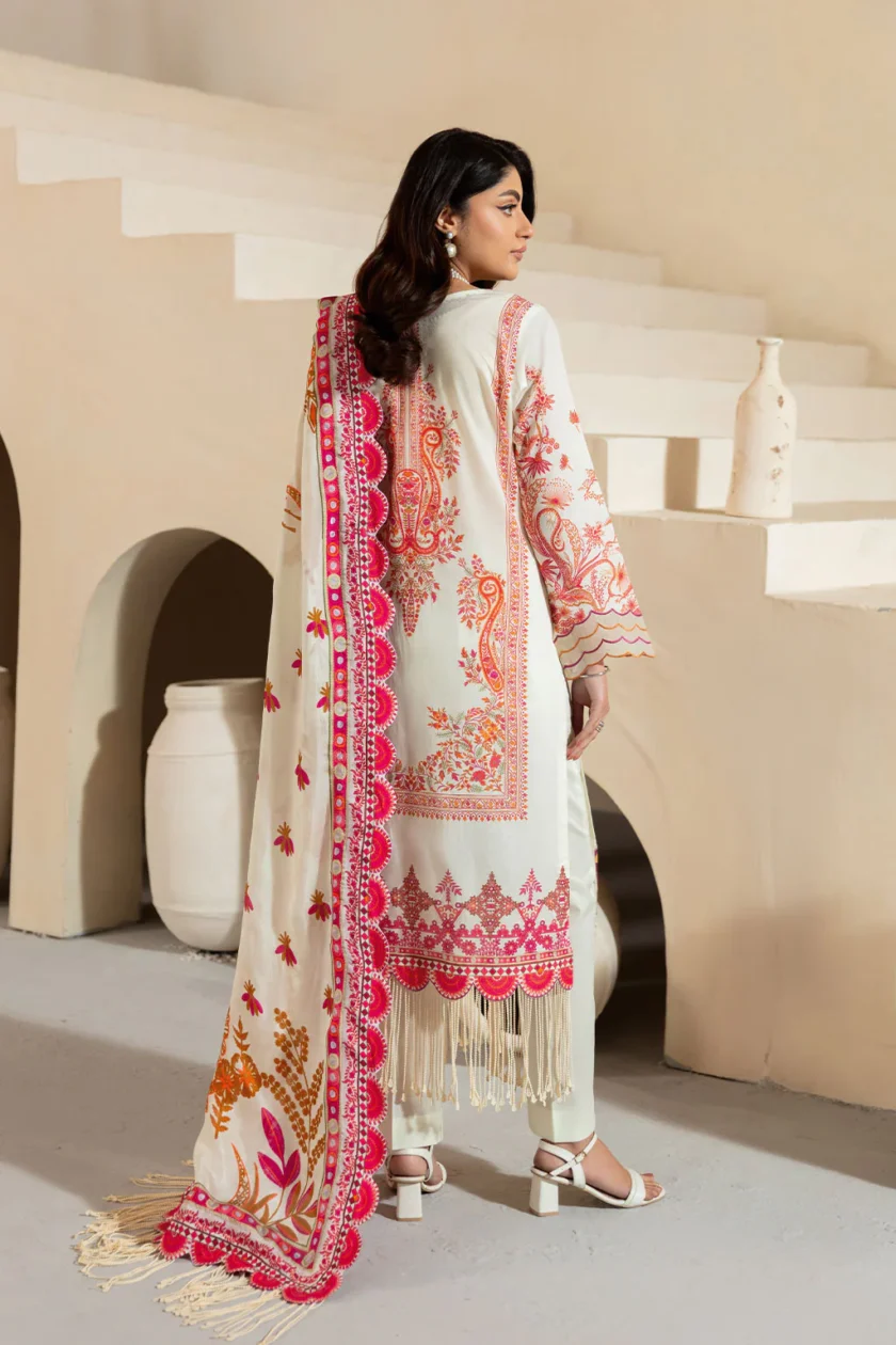 Unstitched 3Pc Printed Embroidered Lawn Dress Mashaal by Ramsha 1308 - Image 4