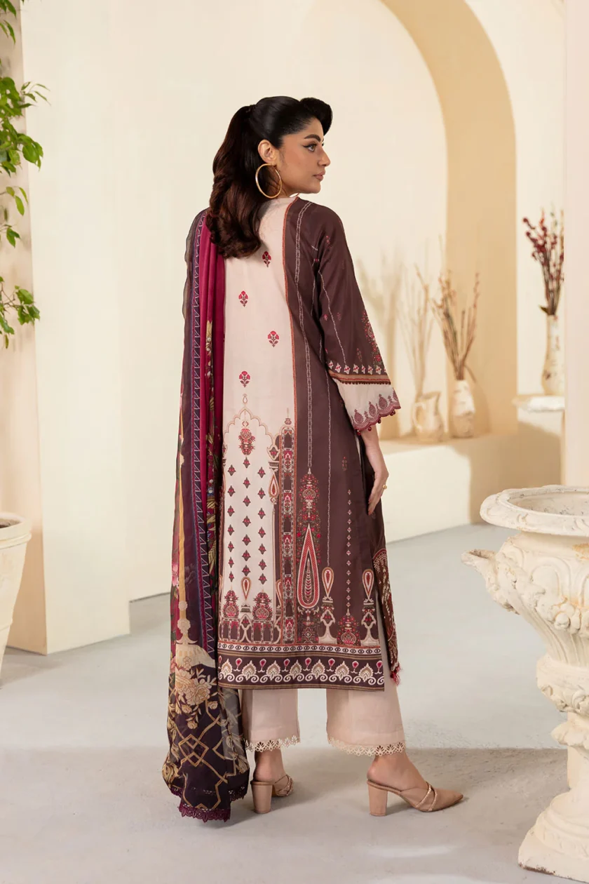 Unstitched 3Pc Printed Embroidered Lawn Dress Mashaal by Ramsha 1309 - Image 5