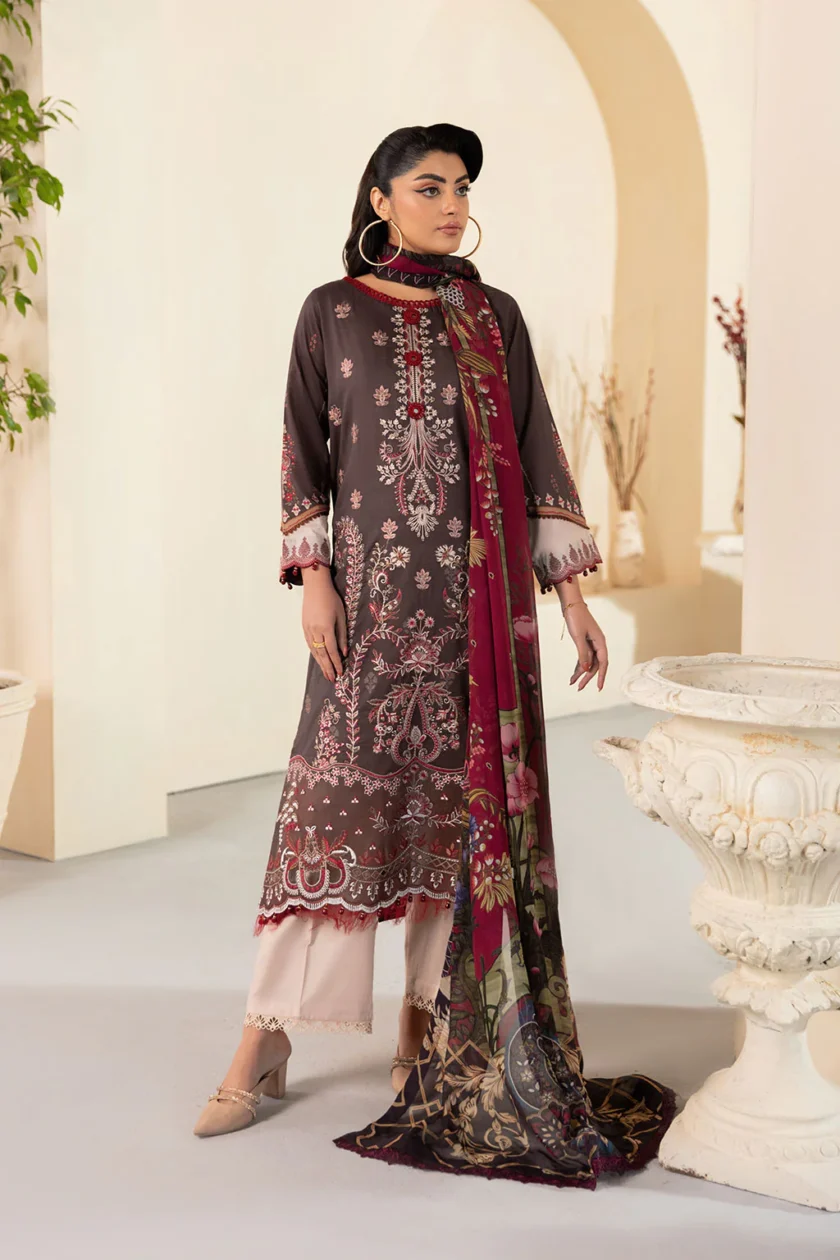 Unstitched 3Pc Printed Embroidered Lawn Dress Mashaal by Ramsha 1309 - Image 2