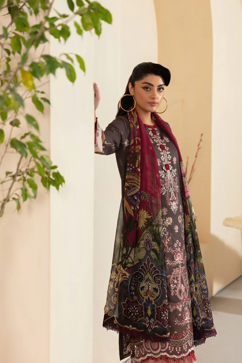 Unstitched 3Pc Printed Embroidered Lawn Dress Mashaal by Ramsha 1309 - Image 3