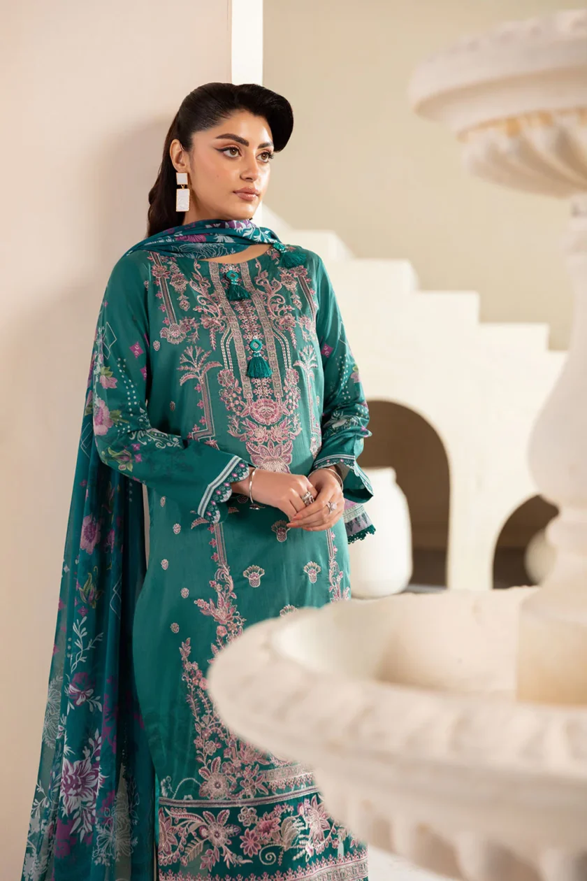 Unstitched 3Pc Printed Embroidered Lawn Dress Mashaal by Ramsha 1310 - Image 2