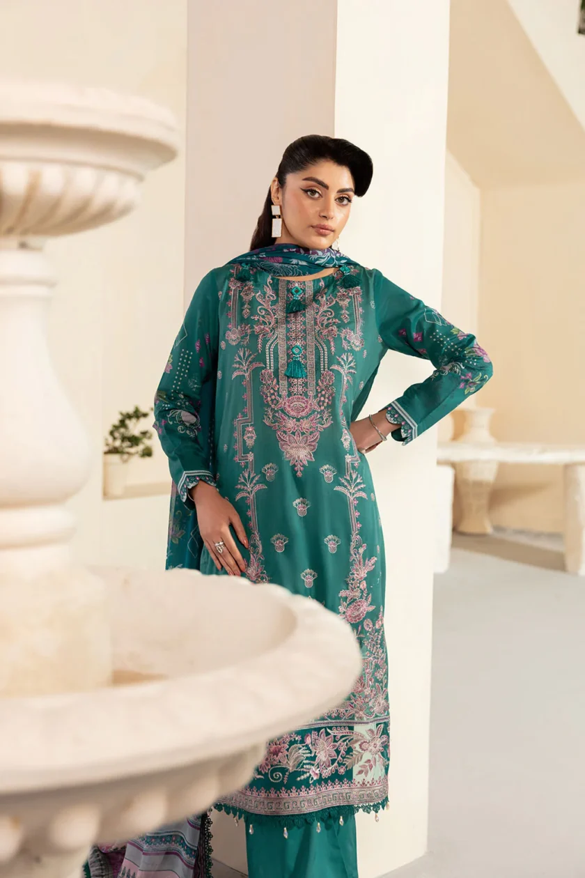 Unstitched 3Pc Printed Embroidered Lawn Dress Mashaal by Ramsha 1310 - Image 3