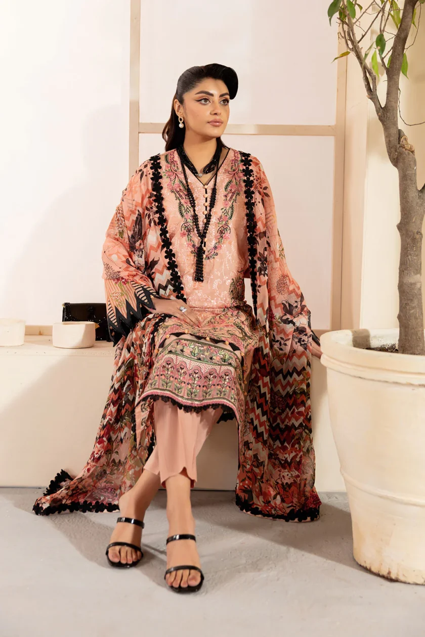 Unstitched 3Pc Printed Embroidered Lawn Dress Mashaal by Ramsha 1311 - Image 2