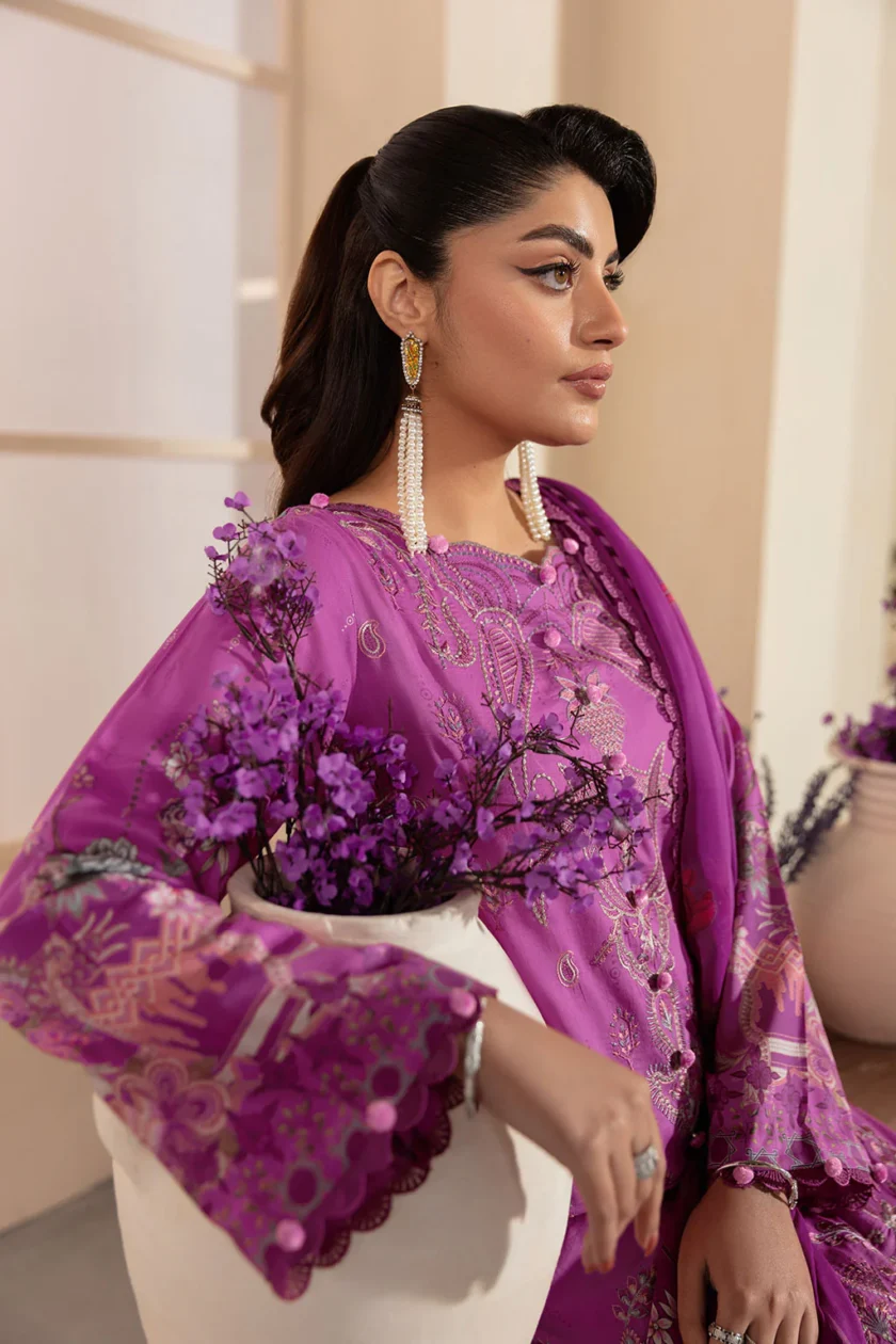 Unstitched 3Pc Printed Embroidered Lawn Dress Mashaal by Ramsha 1312 - Image 4