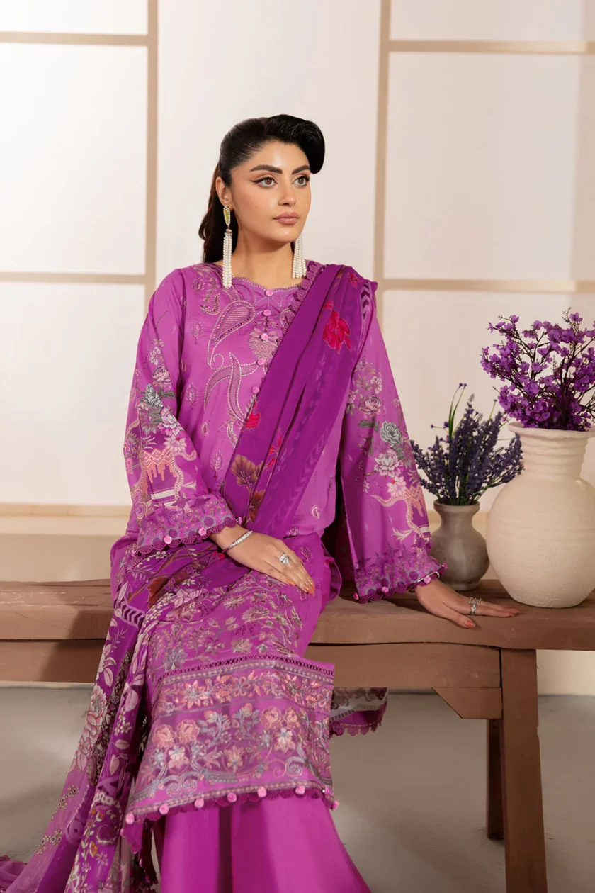 Unstitched 3Pc Printed Embroidered Lawn Dress Mashaal by Ramsha 1312 - Image 2