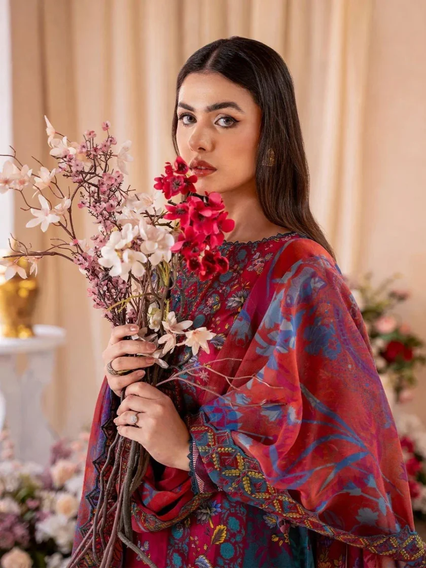 Unstitched 3Pc Printed Embroidered Lawn Dress by GullJee RP907 - Image 2