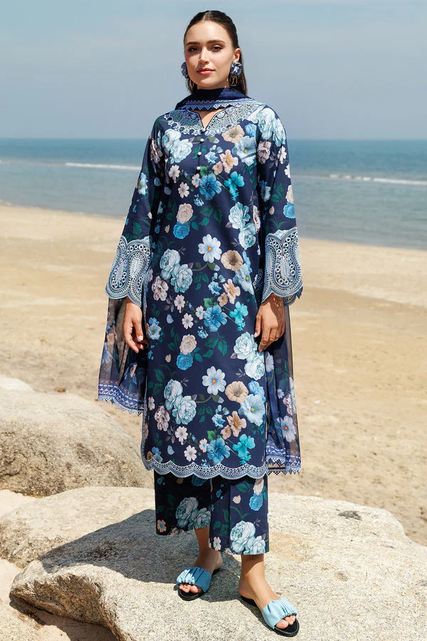 Unstitched 3Pc Embroidered Lawn Dress Floral Blush Farasha Aurea