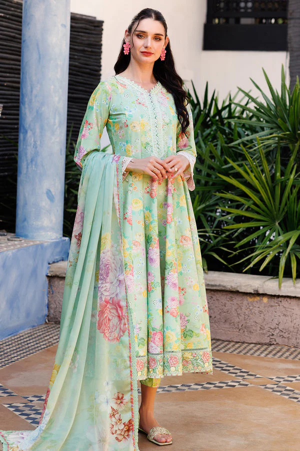 Unstitched 3Pc Embroidered Lawn Dress Mint Dew Farasha Aurea