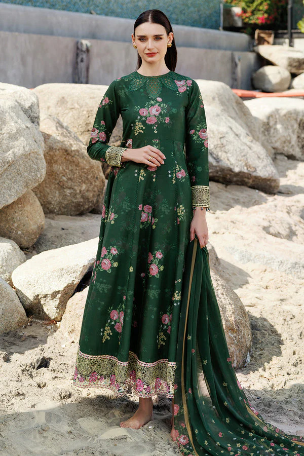 Unstitched 3Pc Embroidered Lawn Dress Mystic Pine Farasha Aurea