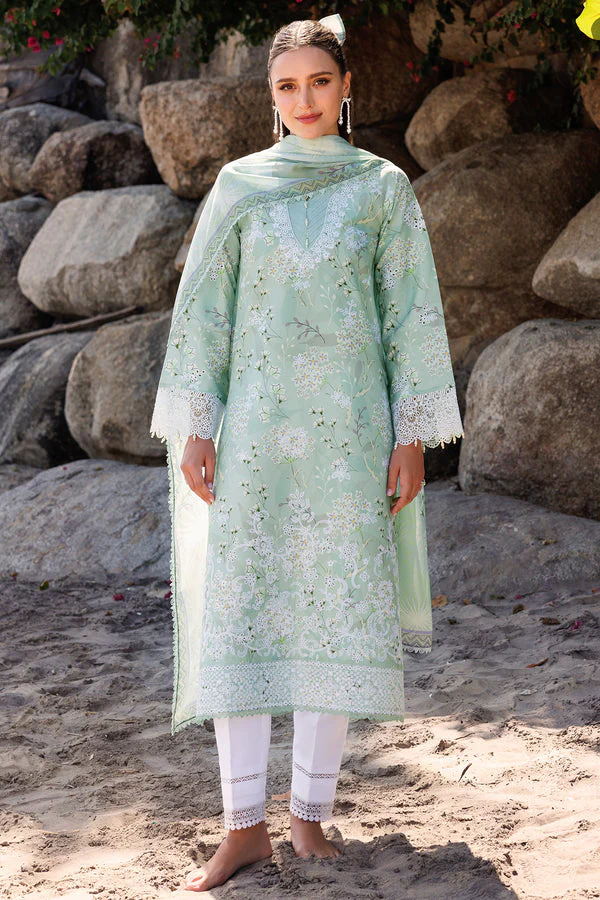 Unstitched 3Pc Embroidered Lawn Dress Tulip Glow Farasha Aurea