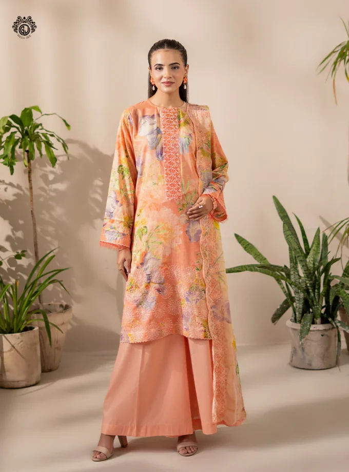 Unstitched 3Pc Printed Embroidered Lawn Dress Rang Pasand by GullJee RP151