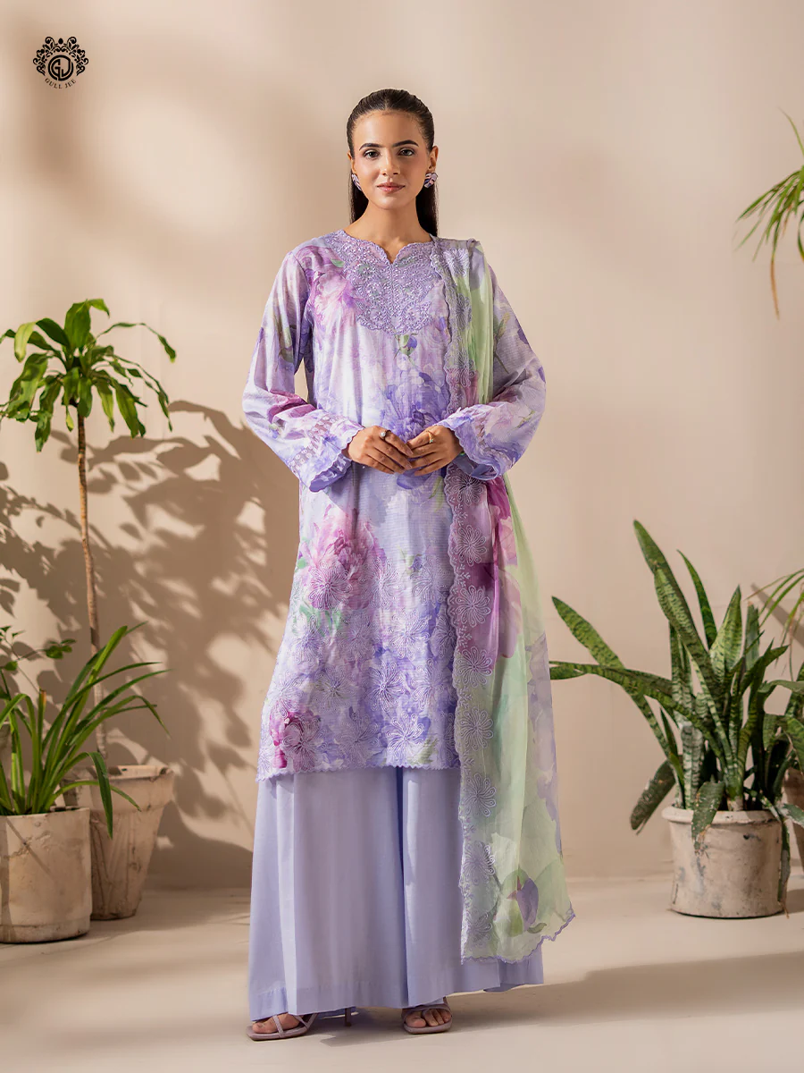 Unstitched 3Pc Printed Embroidered Lawn Dress by GullJee RP1510
