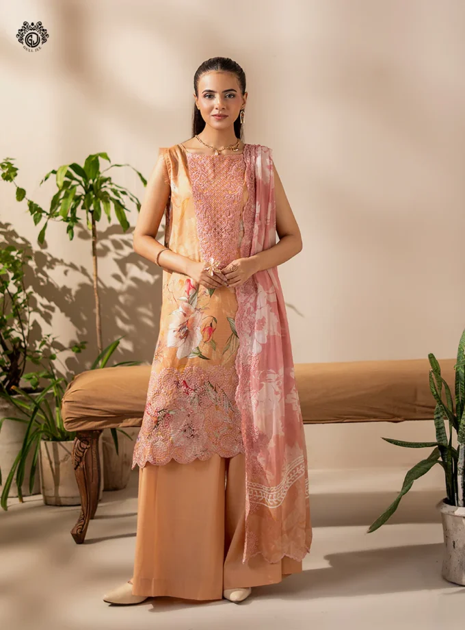 Unstitched 3Pc Printed Embroidered Lawn Dress by GullJee RP1511