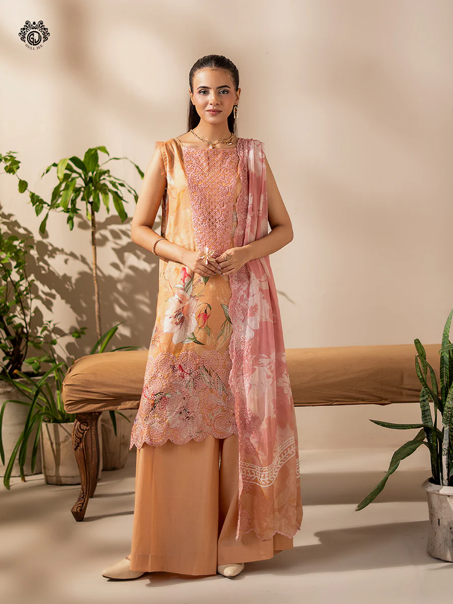 Unstitched 3Pc Printed Embroidered Lawn Dress by GullJee RP1511