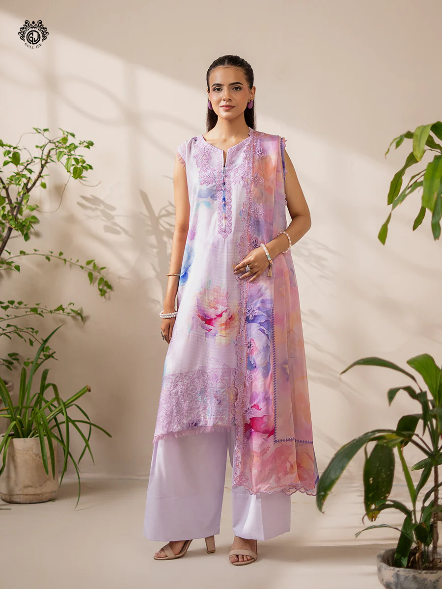 Unstitched 3Pc Printed Embroidered Lawn Dress by GullJee RP1512