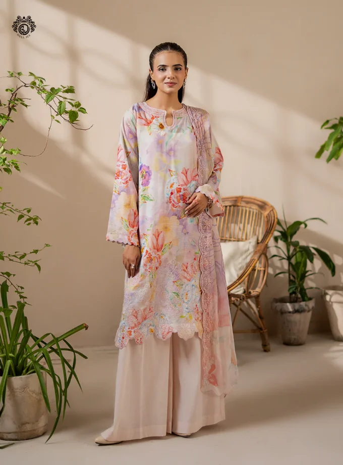Unstitched 3Pc Printed Embroidered Lawn Dress by GullJee RP151