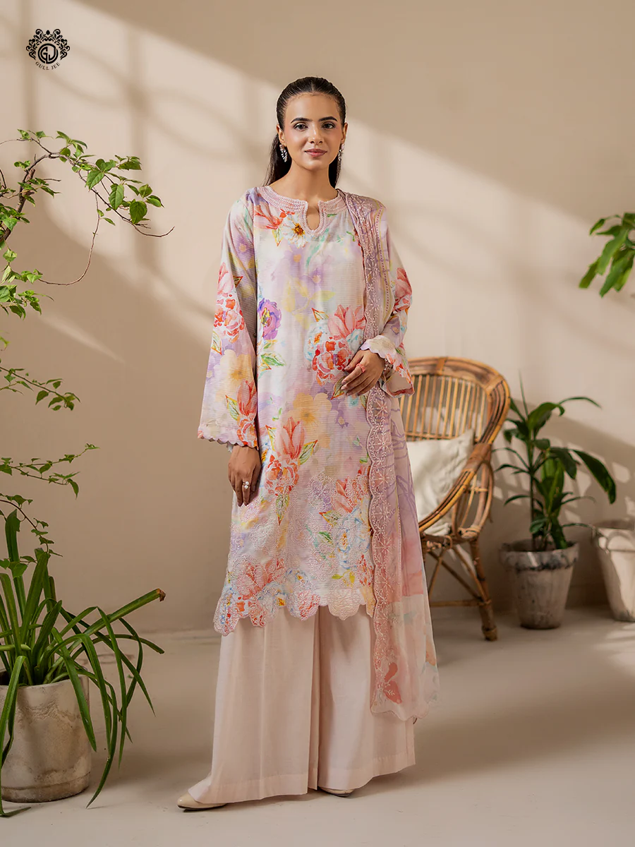 Unstitched 3Pc Printed Embroidered Lawn Dress by GullJee RP151