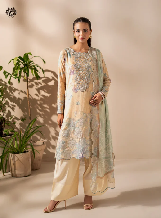 Unstitched 3Pc Printed Embroidered Lawn Dress by GullJee RP153