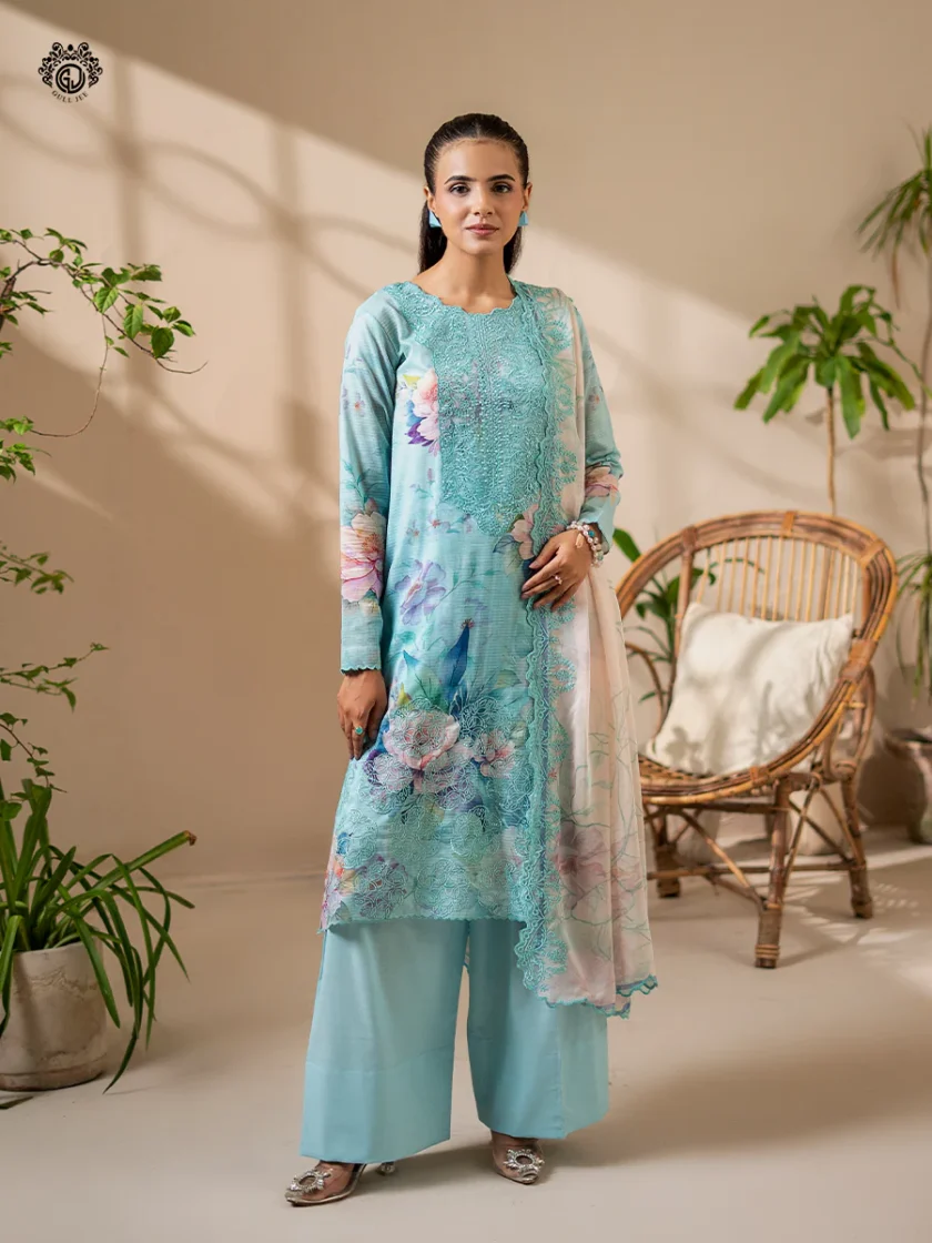 Unstitched 3Pc Printed Embroidered Lawn Dress by GullJee RP159