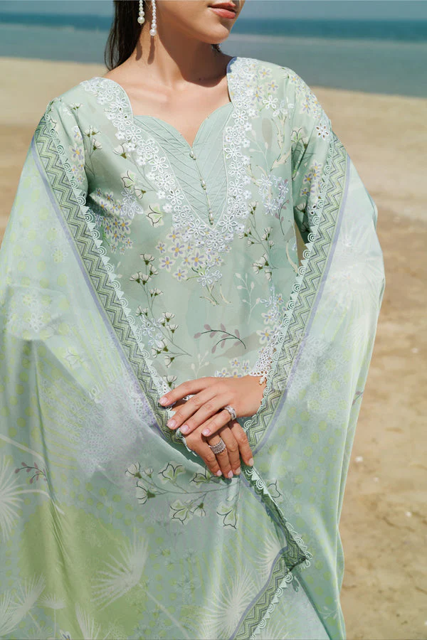 Unstitched 3Pc Embroidered Lawn Dress Tulip Glow Farasha Aurea - Image 3