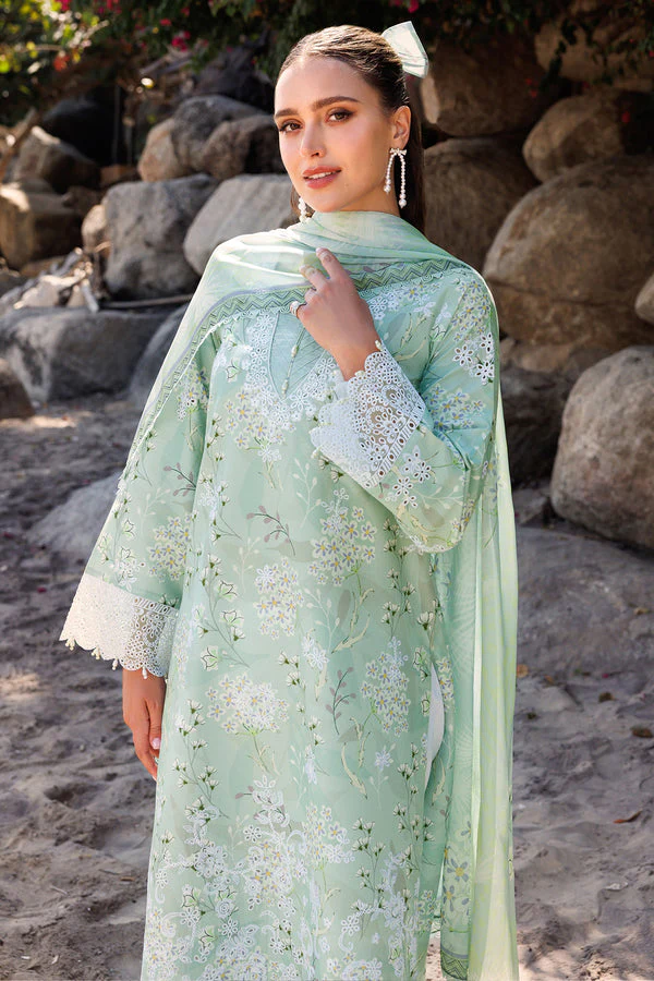 Unstitched 3Pc Embroidered Lawn Dress Tulip Glow Farasha Aurea - Image 4