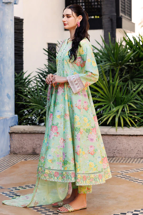 Unstitched 3Pc Embroidered Lawn Dress Mint Dew Farasha Aurea - Image 5