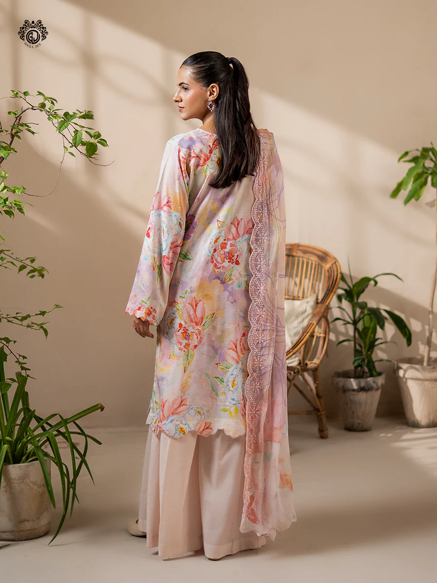 Unstitched 3Pc Printed Embroidered Lawn Dress Rang Pasand by GullJee RP152 - Image 3