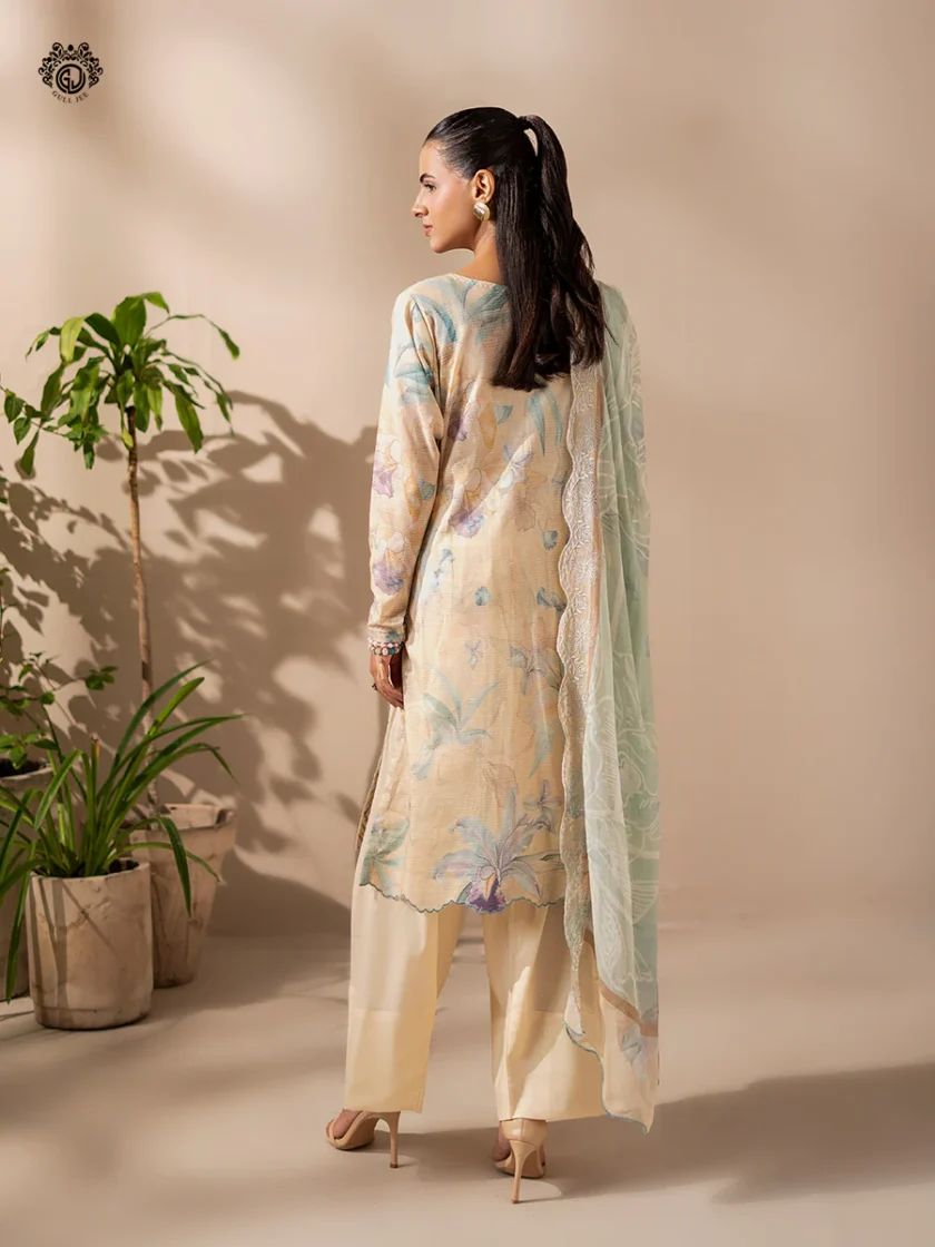 Unstitched 3Pc Printed Embroidered Lawn Dress Rang Pasand by GullJee RP153 - Image 3