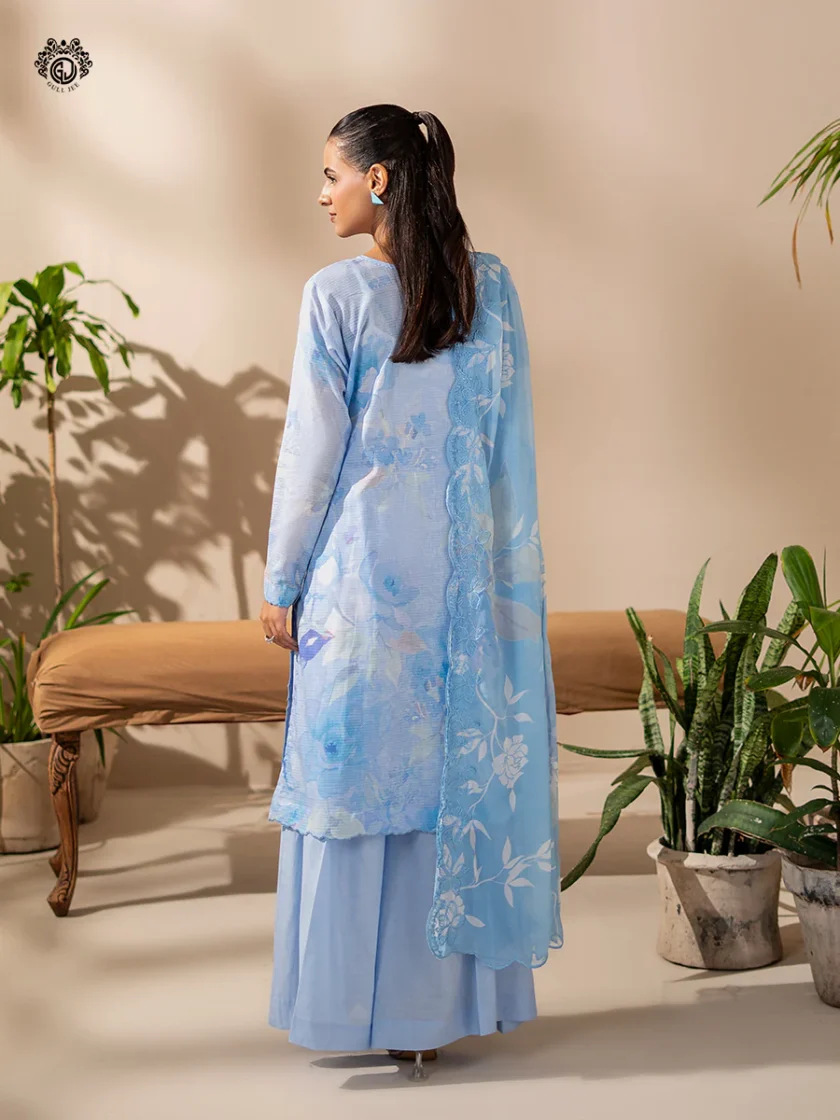 Unstitched 3Pc Printed Embroidered Lawn Dress Rang Pasand by GullJee RP154 - Image 2