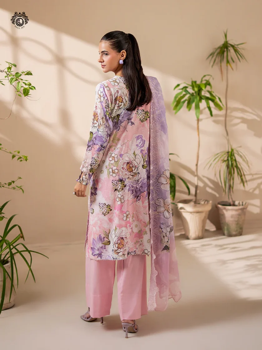 Unstitched 3Pc Printed Embroidered Lawn Dress Rang Pasand by GullJee RP155 - Image 3